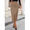 imagePRETTYGARDEN Womens Fall Midi Pencil Skirts Dressy Casual Work Office High Waisted Trendy Winter Corduroy Skirt with SlitCamel