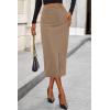 imagePRETTYGARDEN Womens Fall Midi Pencil Skirts Dressy Casual Work Office High Waisted Trendy Winter Corduroy Skirt with SlitCamel