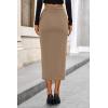 imagePRETTYGARDEN Womens Fall Midi Pencil Skirts Dressy Casual Work Office High Waisted Trendy Winter Corduroy Skirt with SlitCamel