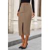 imagePRETTYGARDEN Womens Fall Midi Pencil Skirts Dressy Casual Work Office High Waisted Trendy Winter Corduroy Skirt with SlitCamel