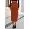 imagePRETTYGARDEN Womens Fall Midi Pencil Skirts Dressy Casual Work Office High Waisted Trendy Winter Corduroy Skirt with SlitCaramel