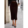 imagePRETTYGARDEN Womens Fall Midi Pencil Skirts Dressy Casual Work Office High Waisted Trendy Winter Corduroy Skirt with SlitCoffee
