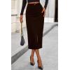 imagePRETTYGARDEN Womens Fall Midi Pencil Skirts Dressy Casual Work Office High Waisted Trendy Winter Corduroy Skirt with SlitCoffee