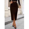 imagePRETTYGARDEN Womens Fall Midi Pencil Skirts Dressy Casual Work Office High Waisted Trendy Winter Corduroy Skirt with SlitCoffee