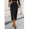 imagePRETTYGARDEN Womens Fall Midi Pencil Skirts Dressy Casual Work Office High Waisted Trendy Winter Corduroy Skirt with SlitDark Grey