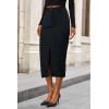 imagePRETTYGARDEN Womens Fall Midi Pencil Skirts Dressy Casual Work Office High Waisted Trendy Winter Corduroy Skirt with SlitDark Grey
