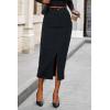 imagePRETTYGARDEN Womens Fall Midi Pencil Skirts Dressy Casual Work Office High Waisted Trendy Winter Corduroy Skirt with SlitDark Grey