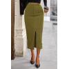 imagePRETTYGARDEN Womens Fall Midi Pencil Skirts Dressy Casual Work Office High Waisted Trendy Winter Corduroy Skirt with SlitGreen