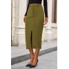 imagePRETTYGARDEN Womens Fall Midi Pencil Skirts Dressy Casual Work Office High Waisted Trendy Winter Corduroy Skirt with SlitGreen