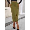imagePRETTYGARDEN Womens Fall Midi Pencil Skirts Dressy Casual Work Office High Waisted Trendy Winter Corduroy Skirt with SlitGreen