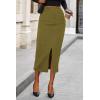 imagePRETTYGARDEN Womens Fall Midi Pencil Skirts Dressy Casual Work Office High Waisted Trendy Winter Corduroy Skirt with SlitGreen