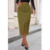 imagePRETTYGARDEN Womens Fall Midi Pencil Skirts Dressy Casual Work Office High Waisted Trendy Winter Corduroy Skirt with SlitGreen