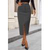 imagePRETTYGARDEN Womens Fall Midi Pencil Skirts Dressy Casual Work Office High Waisted Trendy Winter Corduroy Skirt with SlitGrey