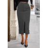 imagePRETTYGARDEN Womens Fall Midi Pencil Skirts Dressy Casual Work Office High Waisted Trendy Winter Corduroy Skirt with SlitGrey