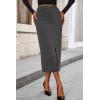 imagePRETTYGARDEN Womens Fall Midi Pencil Skirts Dressy Casual Work Office High Waisted Trendy Winter Corduroy Skirt with SlitGrey
