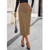 imagePRETTYGARDEN Womens Fall Midi Pencil Skirts Dressy Casual Work Office High Waisted Trendy Winter Corduroy Skirt with SlitKhaki