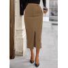 imagePRETTYGARDEN Womens Fall Midi Pencil Skirts Dressy Casual Work Office High Waisted Trendy Winter Corduroy Skirt with SlitKhaki