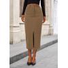 imagePRETTYGARDEN Womens Fall Midi Pencil Skirts Dressy Casual Work Office High Waisted Trendy Winter Corduroy Skirt with SlitKhaki