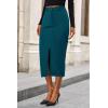 imagePRETTYGARDEN Womens Fall Midi Pencil Skirts Dressy Casual Work Office High Waisted Trendy Winter Corduroy Skirt with SlitLake Blue