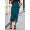 imagePRETTYGARDEN Womens Fall Midi Pencil Skirts Dressy Casual Work Office High Waisted Trendy Winter Corduroy Skirt with SlitLake Blue