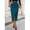 imagePRETTYGARDEN Womens Fall Midi Pencil Skirts Dressy Casual Work Office High Waisted Trendy Winter Corduroy Skirt with SlitLake Blue