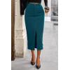 imagePRETTYGARDEN Womens Fall Midi Pencil Skirts Dressy Casual Work Office High Waisted Trendy Winter Corduroy Skirt with SlitLake Blue