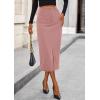 imagePRETTYGARDEN Womens Fall Midi Pencil Skirts Dressy Casual Work Office High Waisted Trendy Winter Corduroy Skirt with SlitPink