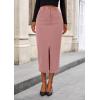imagePRETTYGARDEN Womens Fall Midi Pencil Skirts Dressy Casual Work Office High Waisted Trendy Winter Corduroy Skirt with SlitPink