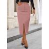 imagePRETTYGARDEN Womens Fall Midi Pencil Skirts Dressy Casual Work Office High Waisted Trendy Winter Corduroy Skirt with SlitPink
