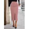 imagePRETTYGARDEN Womens Fall Midi Pencil Skirts Dressy Casual Work Office High Waisted Trendy Winter Corduroy Skirt with SlitPink