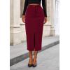 imagePRETTYGARDEN Womens Fall Midi Pencil Skirts Dressy Casual Work Office High Waisted Trendy Winter Corduroy Skirt with SlitWine Red