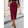 imagePRETTYGARDEN Womens Fall Midi Pencil Skirts Dressy Casual Work Office High Waisted Trendy Winter Corduroy Skirt with SlitWine Red