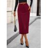 imagePRETTYGARDEN Womens Fall Midi Pencil Skirts Dressy Casual Work Office High Waisted Trendy Winter Corduroy Skirt with SlitWine Red