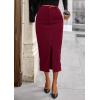 imagePRETTYGARDEN Womens Fall Midi Pencil Skirts Dressy Casual Work Office High Waisted Trendy Winter Corduroy Skirt with SlitWine Red