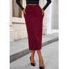 imagePRETTYGARDEN Womens Fall Midi Pencil Skirts Dressy Casual Work Office High Waisted Trendy Winter Corduroy Skirt with SlitWine Red