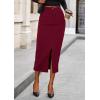 imagePRETTYGARDEN Womens Fall Midi Pencil Skirts Dressy Casual Work Office High Waisted Trendy Winter Corduroy Skirt with SlitWine Red