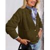 imagePRETTYGARDEN Womens Knit Cardigan Sweaters Casual Long Sleeve Open Front Button Up Ribbed Fall Sweater JacketsArmy Green