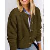 imagePRETTYGARDEN Womens Knit Cardigan Sweaters Casual Long Sleeve Open Front Button Up Ribbed Fall Sweater JacketsArmy Green