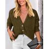 imagePRETTYGARDEN Womens Knit Cardigan Sweaters Casual Long Sleeve Open Front Button Up Ribbed Fall Sweater JacketsArmy Green