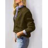 imagePRETTYGARDEN Womens Knit Cardigan Sweaters Casual Long Sleeve Open Front Button Up Ribbed Fall Sweater JacketsArmy Green