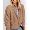 imagePRETTYGARDEN Womens Knit Cardigan Sweaters Casual Long Sleeve Open Front Button Up Ribbed Fall Sweater JacketsCamel