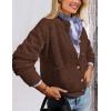 imagePRETTYGARDEN Womens Knit Cardigan Sweaters Casual Long Sleeve Open Front Button Up Ribbed Fall Sweater JacketsCoffee