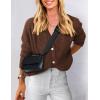 imagePRETTYGARDEN Womens Knit Cardigan Sweaters Casual Long Sleeve Open Front Button Up Ribbed Fall Sweater JacketsCoffee