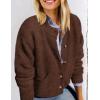 imagePRETTYGARDEN Womens Knit Cardigan Sweaters Casual Long Sleeve Open Front Button Up Ribbed Fall Sweater JacketsCoffee