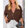 imagePRETTYGARDEN Womens Knit Cardigan Sweaters Casual Long Sleeve Open Front Button Up Ribbed Fall Sweater JacketsCoffee