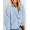 imagePRETTYGARDEN Womens Knit Cardigan Sweaters Casual Long Sleeve Open Front Button Up Ribbed Fall Sweater JacketsLight Blue