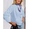 imagePRETTYGARDEN Womens Knit Cardigan Sweaters Casual Long Sleeve Open Front Button Up Ribbed Fall Sweater JacketsLight Blue