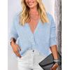 imagePRETTYGARDEN Womens Knit Cardigan Sweaters Casual Long Sleeve Open Front Button Up Ribbed Fall Sweater JacketsLight Blue