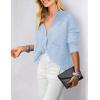 imagePRETTYGARDEN Womens Knit Cardigan Sweaters Casual Long Sleeve Open Front Button Up Ribbed Fall Sweater JacketsLight Blue
