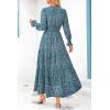imagePRETTYGARDEN Womens Long Sleeve Maxi Dress Casual V Neck Smocked Waist Ruffle Flowy Boho Beach Dresses with PocketsFloral Purple Green